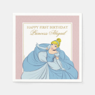 Princess Cinderella   Watercolor Birthday Napkin