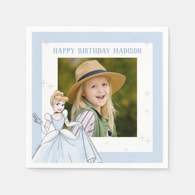 Princess Cinderella | Watercolor Birthday Napkin (Front)