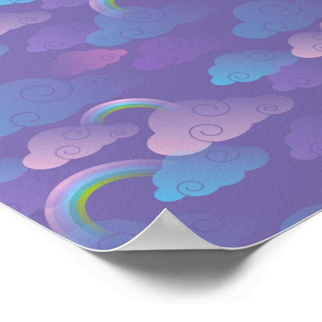 Princess Cloudy Sky Purple Blue Clouds Unicorn Poster (Corner)