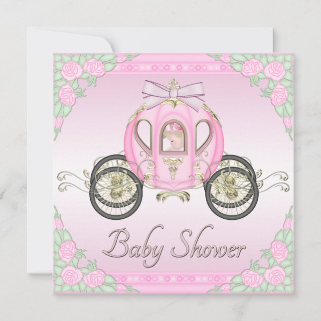 Princess Coach and Roses Pink Baby Shower Invitation (Front)