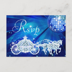 Princess Coach & Horses & Disco Ball RSVP Card