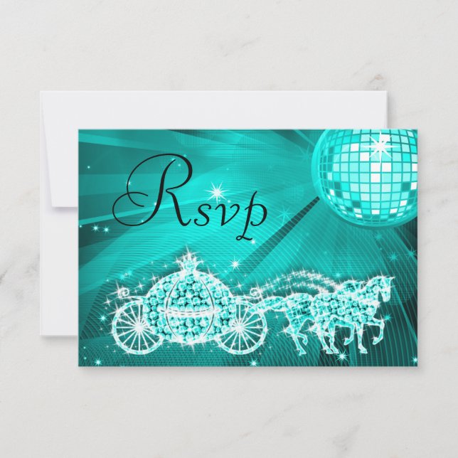 Princess Coach & Horses & Disco Ball RSVP Card (Front)
