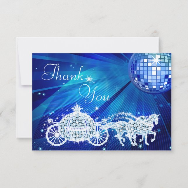 Princess Coach & Horses & Disco Ball Thank You (Front)