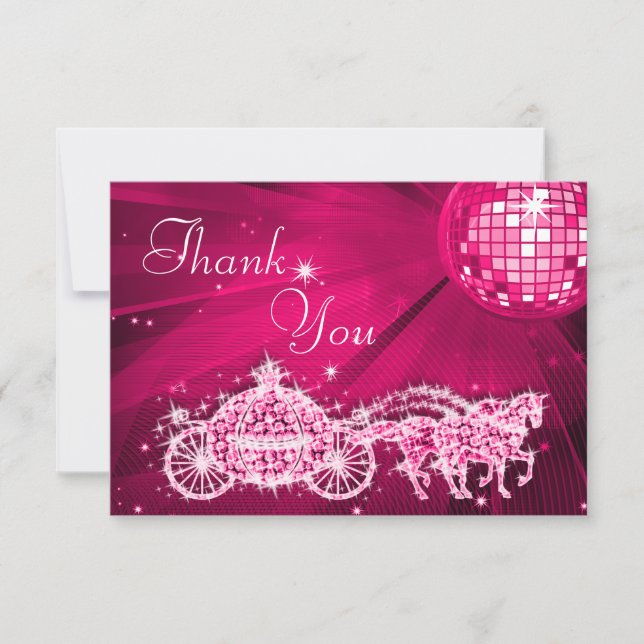 Princess Coach & Horses & Disco Ball Thank You (Front)