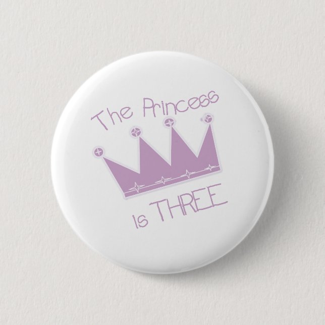 Princess Crown 3rd Birthday 2 Inch Round Button (Front)