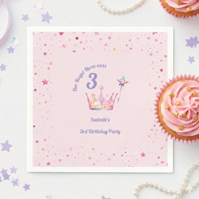 Princess Crown 3rd Birthday Royal Threeness Napkin (Creator Uploaded)