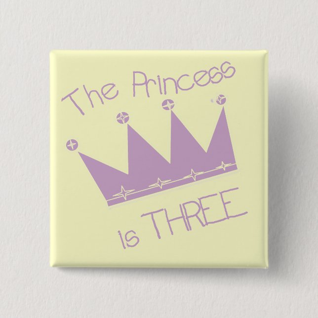 Princess Crown 3rd Birthday Tshirts and Gifts 2 Inch Square Button (Front)