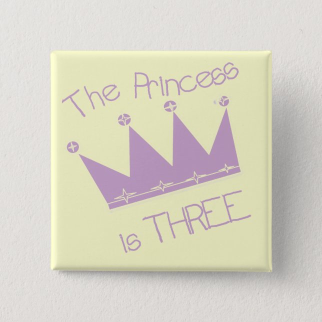 Princess Crown 3rd Birthday Tshirts and Gifts 2 Inch Square Button (Front)
