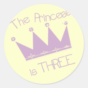 Princess Crown 3rd Birthday Tshirts and Gifts Classic Round Sticker