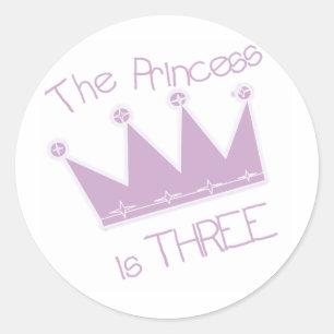Princess Crown 3rd Birthday Tshirts and Gifts Classic Round Sticker