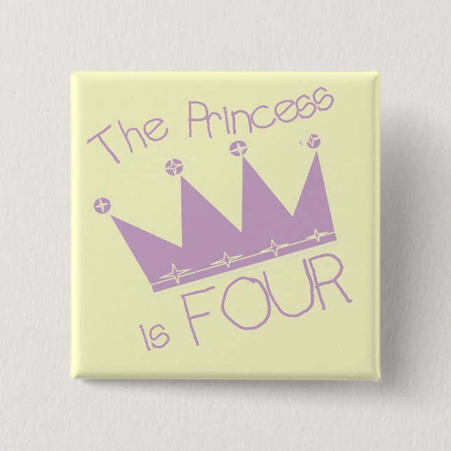 Princess Crown 4th Birthday Tshirts 2 Inch Square Button (Front)