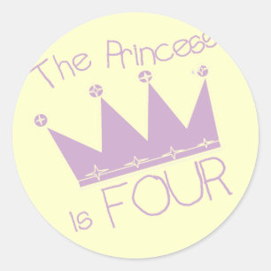 Princess Crown 4th Birthday Tshirts Classic Round Sticker