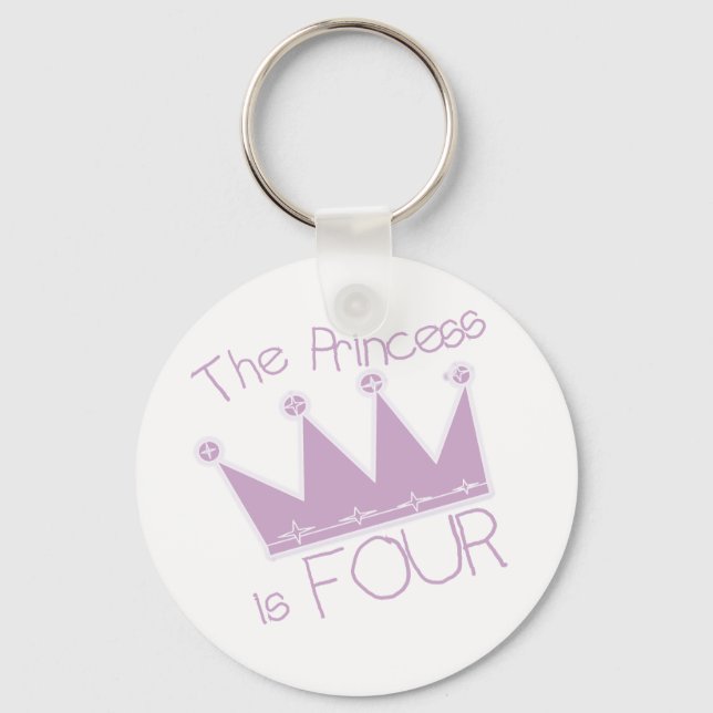 Princess Crown 4th Birthday Tshirts Keychain (Front)