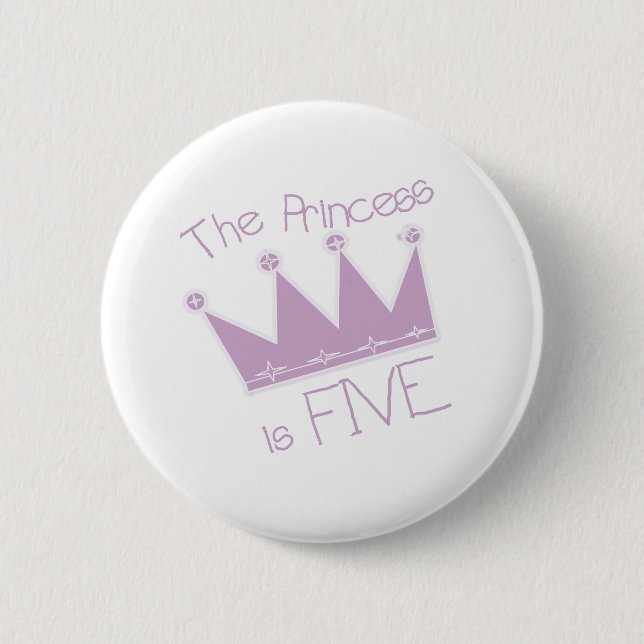 Princess Crown 5th Birthday 2 Inch Round Button (Front)