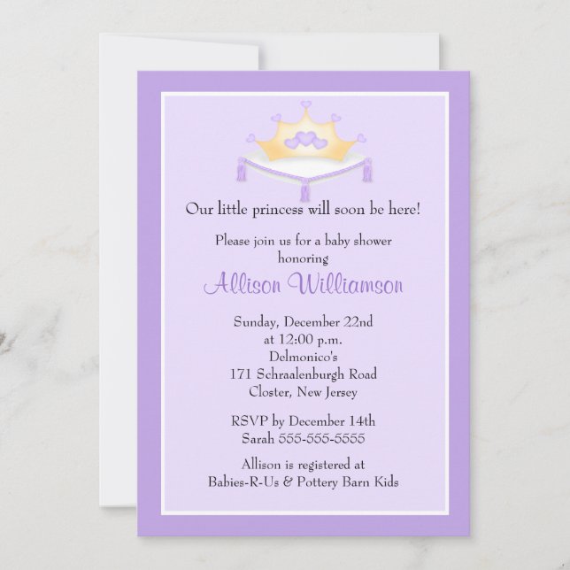 Princess Crown Baby Shower Invitation (Front)