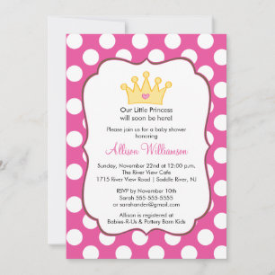 Princess Crown Baby Shower Invitation Pink Dots