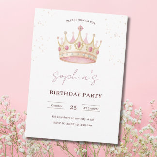 Princess Crown Birthday Party Invitation