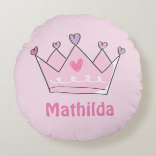 Princess Crown, Cute Baby Gift, Personalized Round Pillow