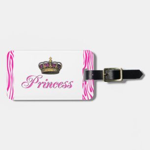 Princess crown in hot pink luggage tag