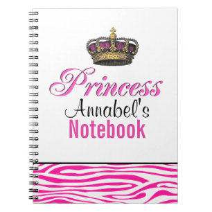 Princess crown in hot pink notebook