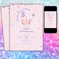 Princess Crown Pastel Pink Little Girl Birthday