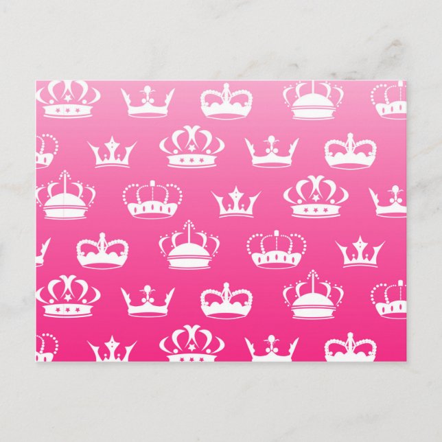 Princess crown pattern with pink gradient postcard (Front)