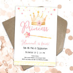 Princess Crown Pink 4th Girl Birthday  Invitation<br><div class="desc">Cute watercolor Princess Crown with wand Birthday watercolor artwork.  Children's Princess birthday theme. Easy to personalize. Also available as a digital download!</div>