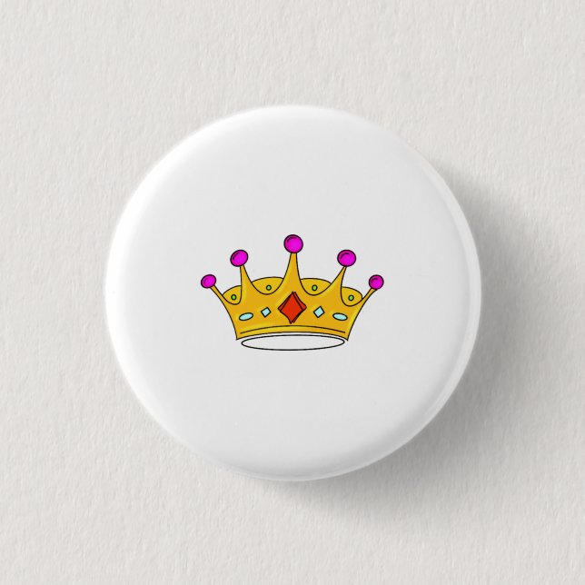Princess crown, prince crown, crown theme 1 inch round button (Front)