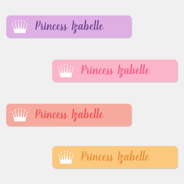 Princess Crown Purple Pink Peach Yellow Name (Group)