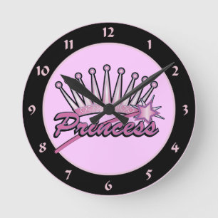 Princess Crown Round Clock