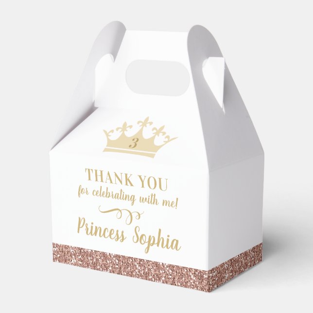 Princess Crown Thank You Birthday Favour Favor Box (Front Side)