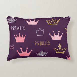Princess crowns: watercolor glitter pattern. accent pillow