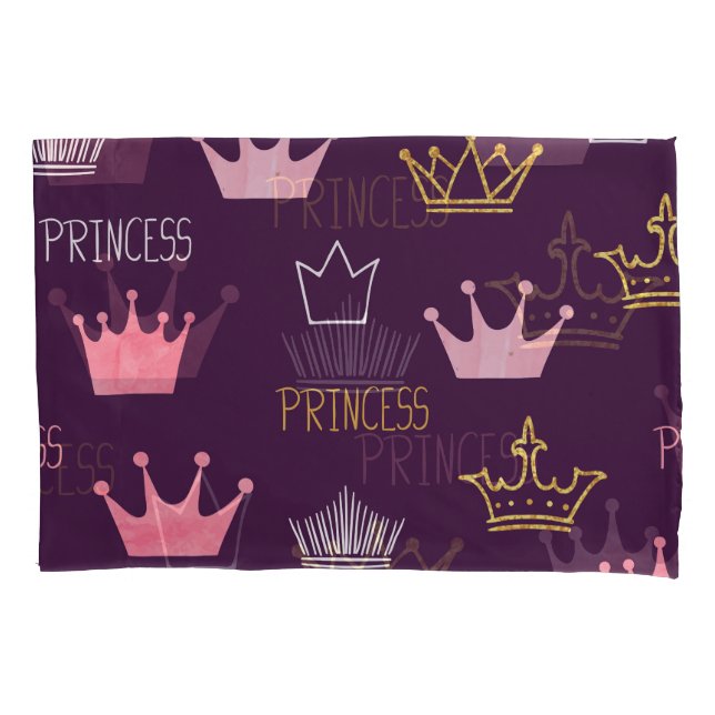 Princess crowns: watercolor glitter pattern. pillowcase (Front)