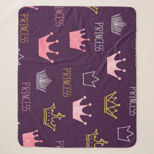 Princess crowns: watercolor glitter pattern. sherpa blanket