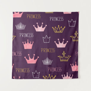 Princess crowns: watercolor glitter pattern. tapestry