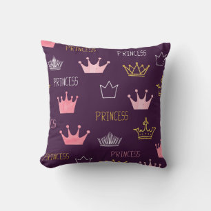 Princess crowns: watercolor glitter pattern. throw pillow