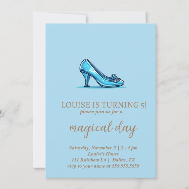Princess Crystal Shoes Card birthday invitation (Front)