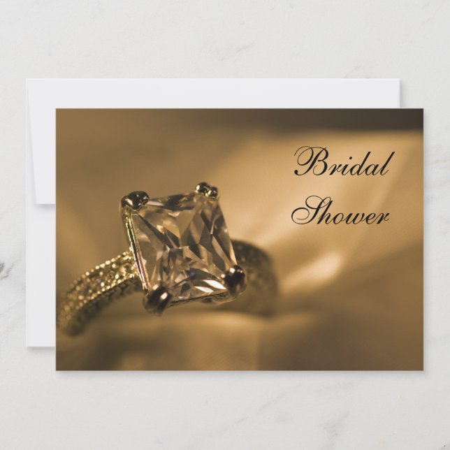 Princess Cut Diamond Engagement Ring Bridal Shower Invitation (Front)