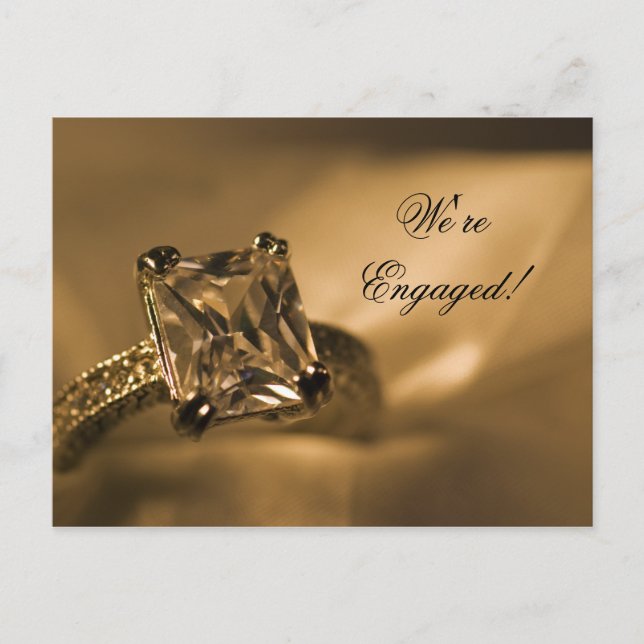 Princess Cut Diamond Ring Engagement Announcement (Front)