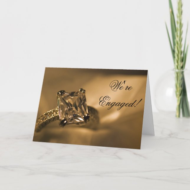 Princess Cut Diamond Ring Engagement Announcement (Front)