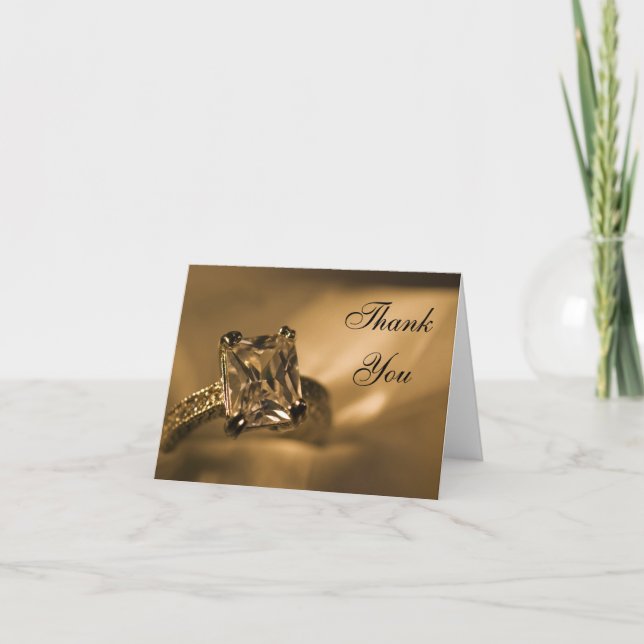 Princess Cut Diamond Ring Wedding Thank You Card (Front)
