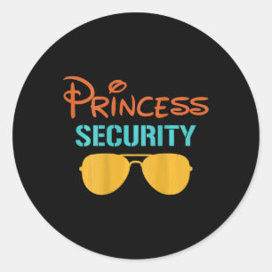 Princess Dad Security Halloween Men Matching Black Classic Round Sticker