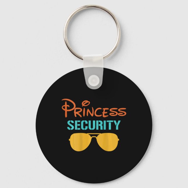 Princess Dad Security Halloween Men Matching Black Keychain (Front)