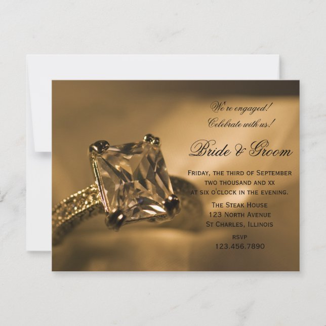 Princess Diamond Ring Engagement Party Invitation (Front)