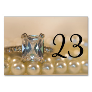 Princess Diamond Ring Pearls Wedding Table Numbers