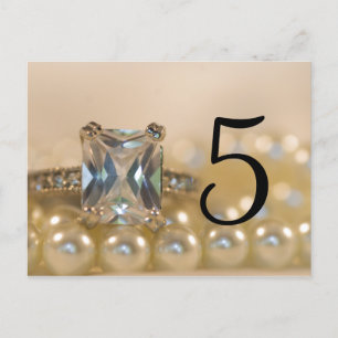 Princess Diamond Ring Pearls Wedding Table Numbers Postcard