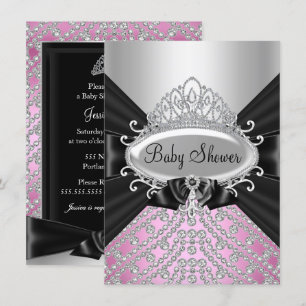 Princess Diamond Tiara & Bow Baby Shower Invite