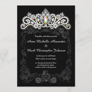 Princess Diamond Tiara Wedding Invitation 5 x 7