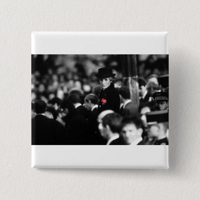 Princess Diana - Poppy 2 Inch Square Button (Front)