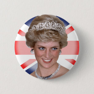 Princess Diana Union Jack 2 Inch Round Button